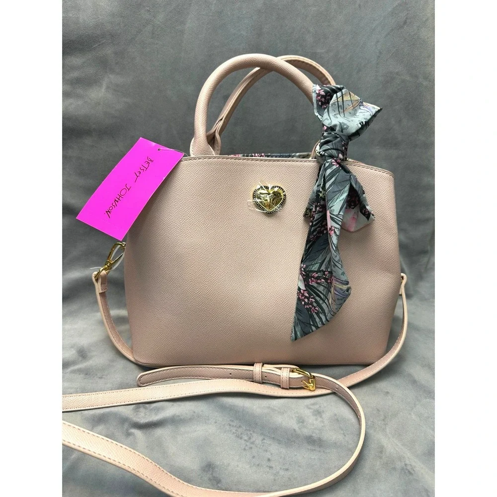Betsey Johnson Satchel XOGIGI Pink Multi Scarf Handbag NWT Crossbody Purse